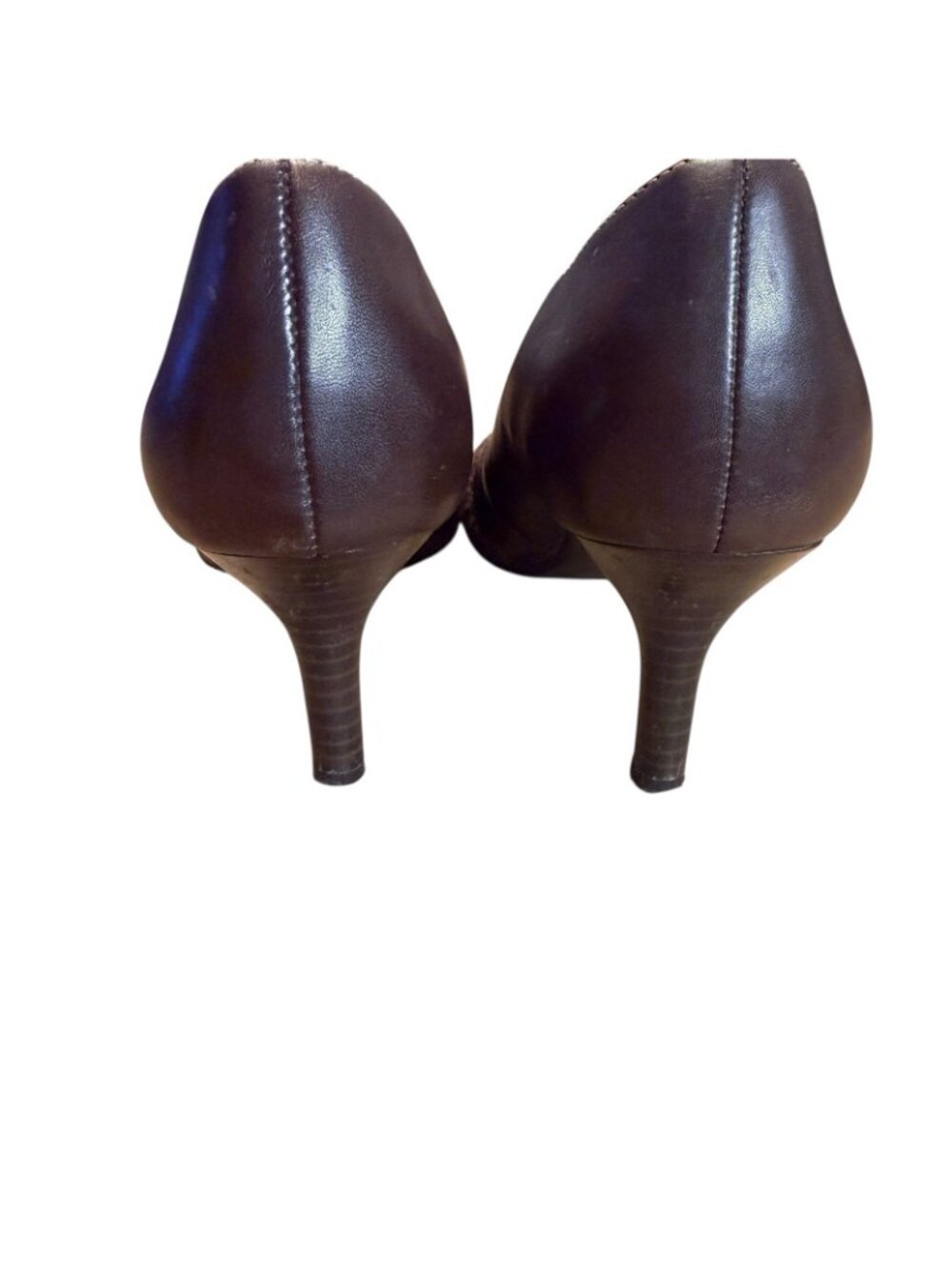 Hillard & Hanson Women's Brown Leather Open Toe Heels Size 8.5 - Picture 4 of 6